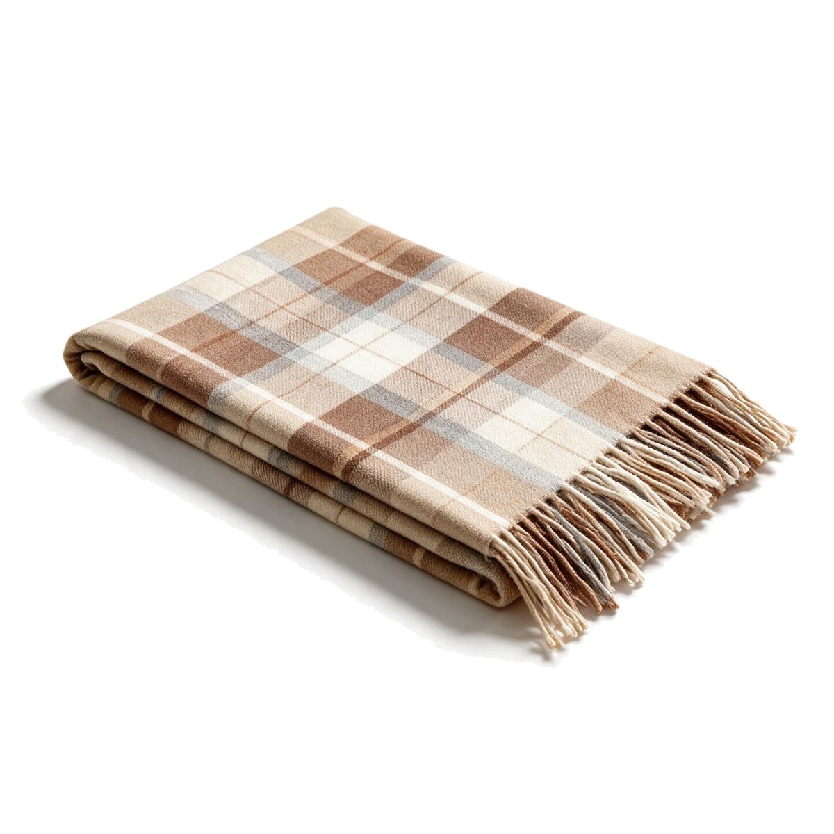 Bufanda Mujer de Cuadros o Pata de Gallo, Grande y Calentita | Invierno 68x180 cm con Flecos, Tacto Suave | Tartán Escocesa en Marrón, Negro, Rosa o Beige | Chal Pashmina para Otoño | Fular Largo Elegante y Abrigado