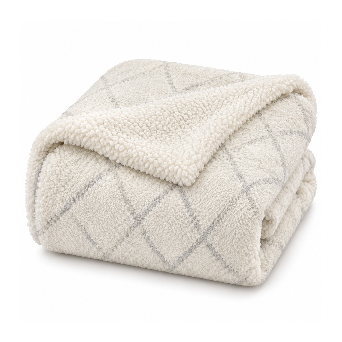 Manta borreguito estampada Serie AMATISTA para sofá y cama 130x160 cm o 160x220 cm, ropa de cama suave y cálida