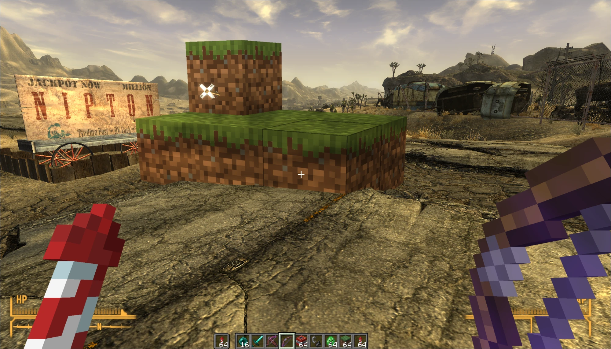 Bloques de Minecraft en la carretera de Nipton