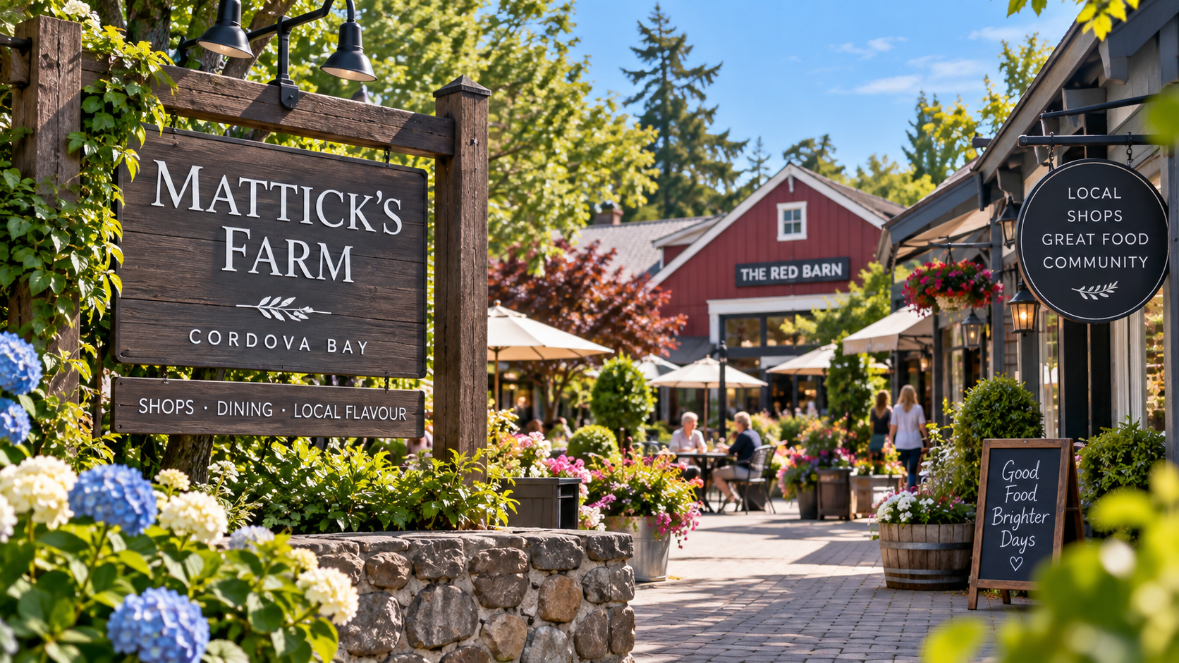 Illustrative lifestyle image inspired by Matticks Farm in Cordova Bay