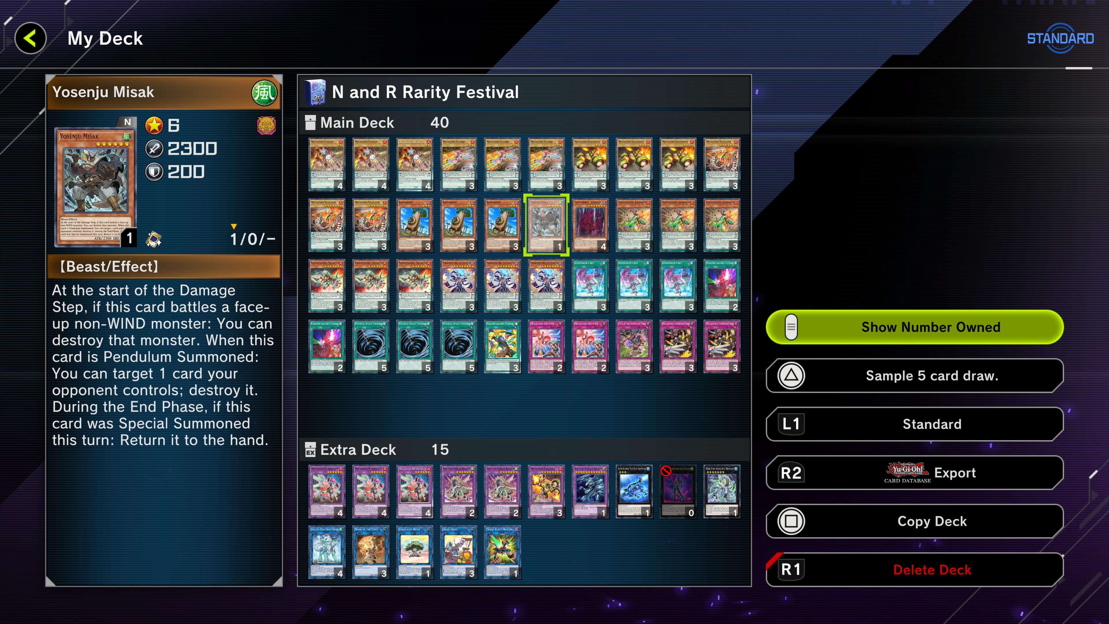 Screenshot of view deck screen