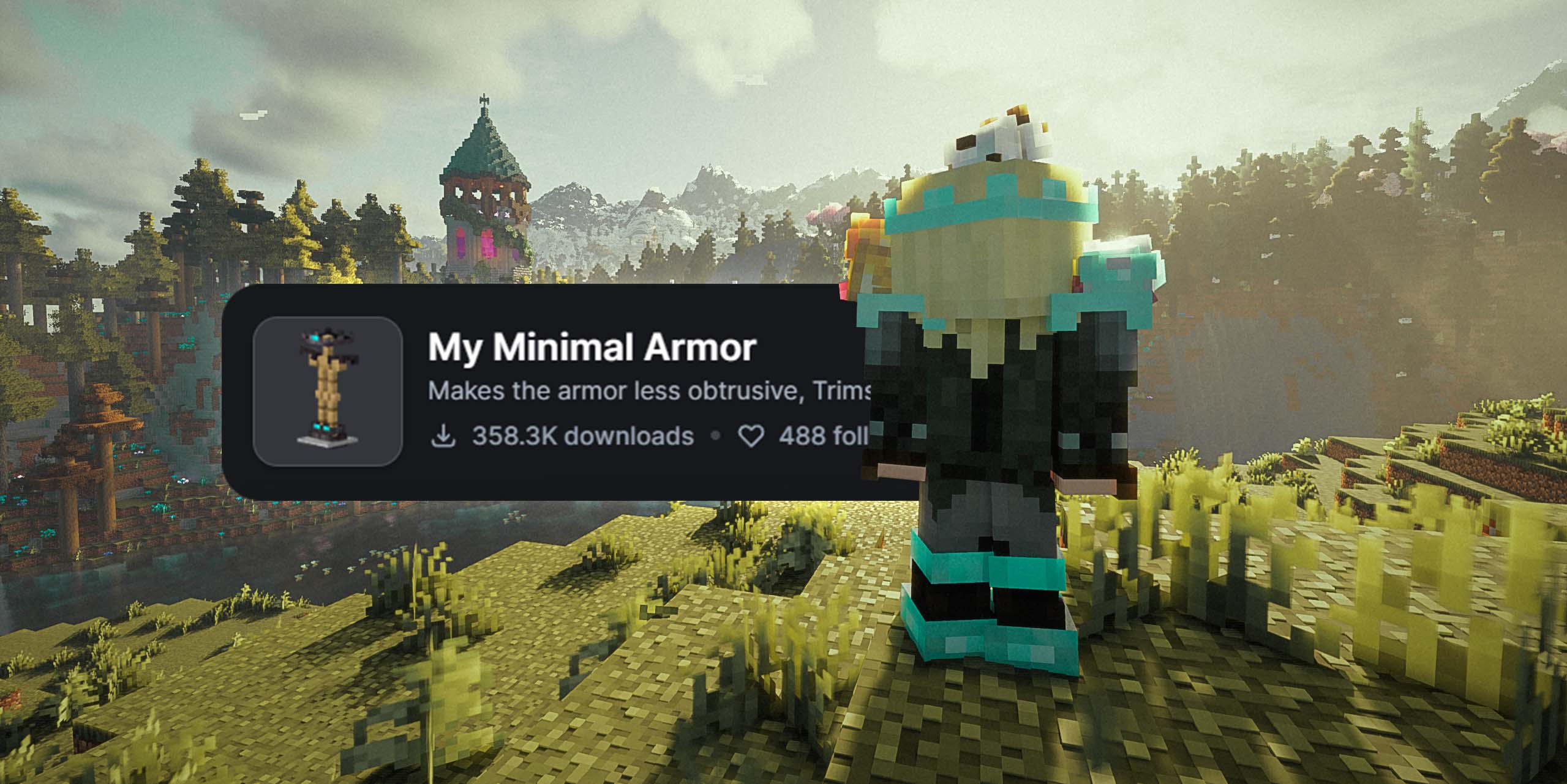 Player wearing custom armor with LabPBR material effects