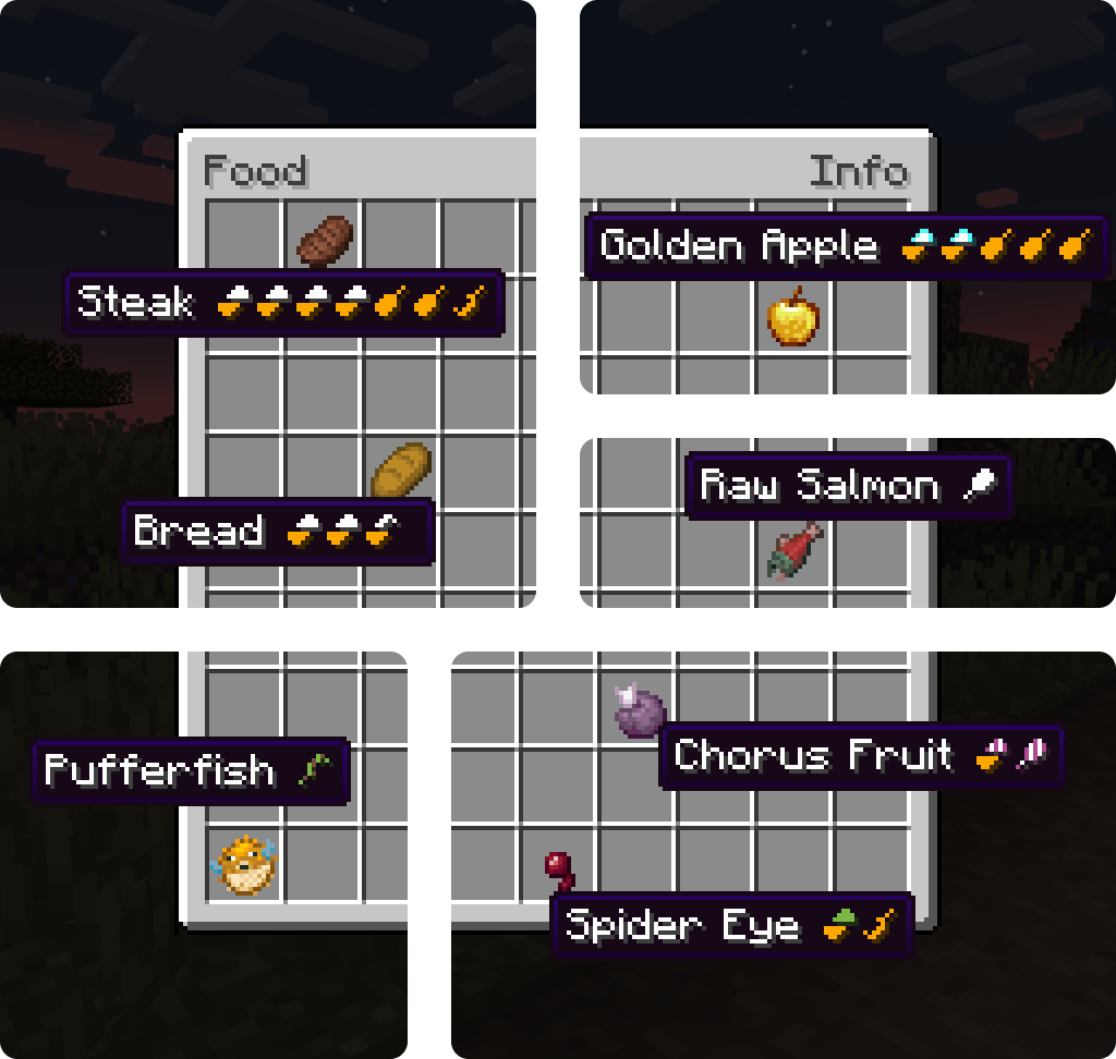 [ v2.0.0 | 1.21.5 ] - Food Lang - Food Value Tooltips Minecraft Texture Pack