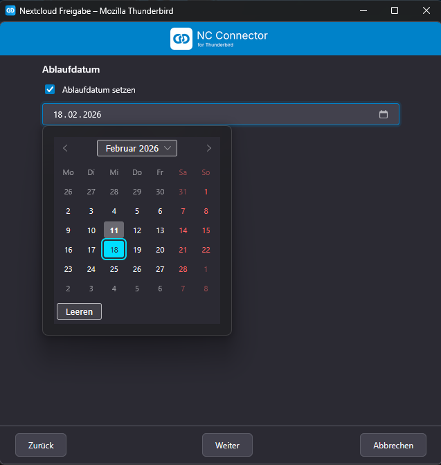 Sharing Wizard Schritt 2