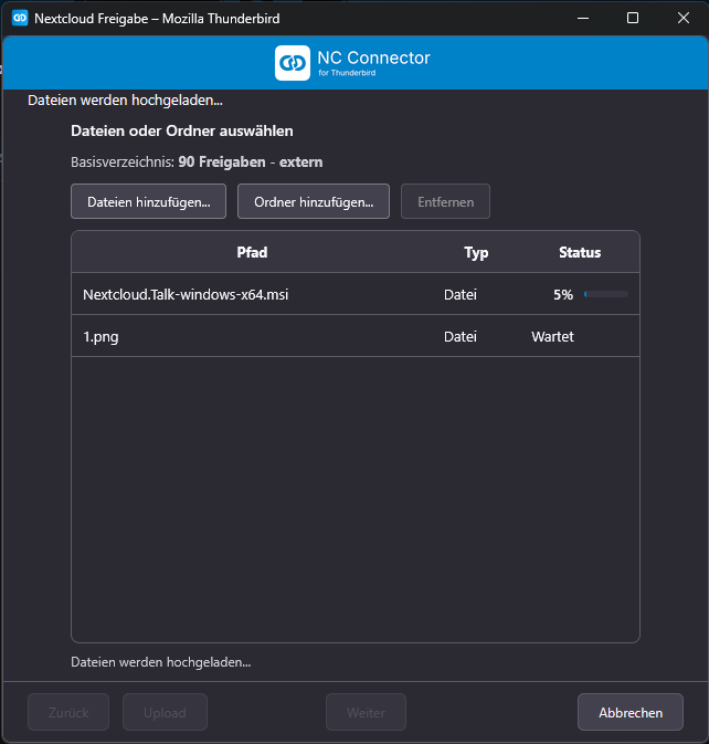 Sharing Wizard Schritt 3