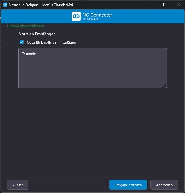 Sharing Wizard Schritt 4