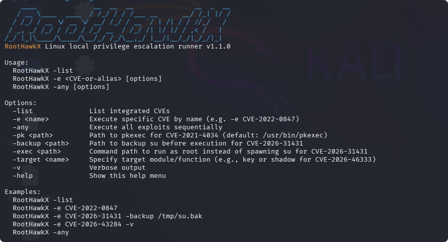 全面集成的内核漏洞测试工具 RootHawkX