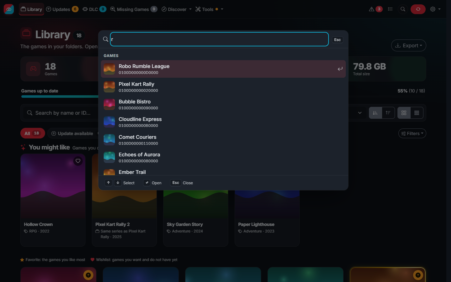 Quick search from any page (Ctrl+K)