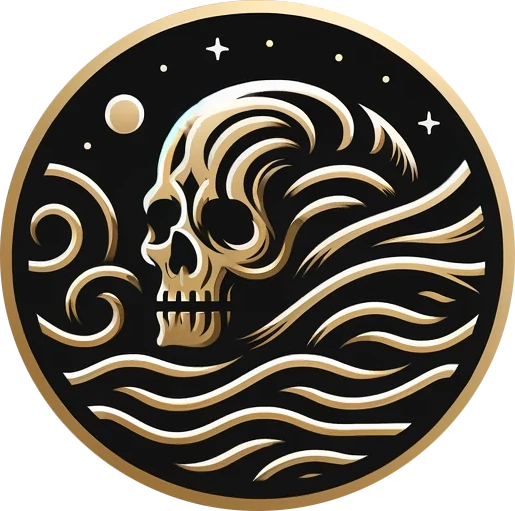 DeadEgo's logo of a skull in a flowing design