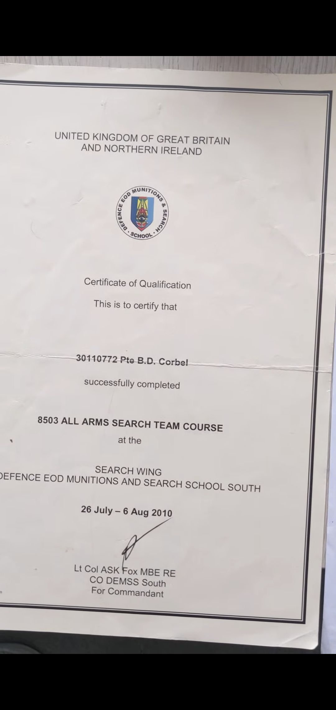 All arms search course