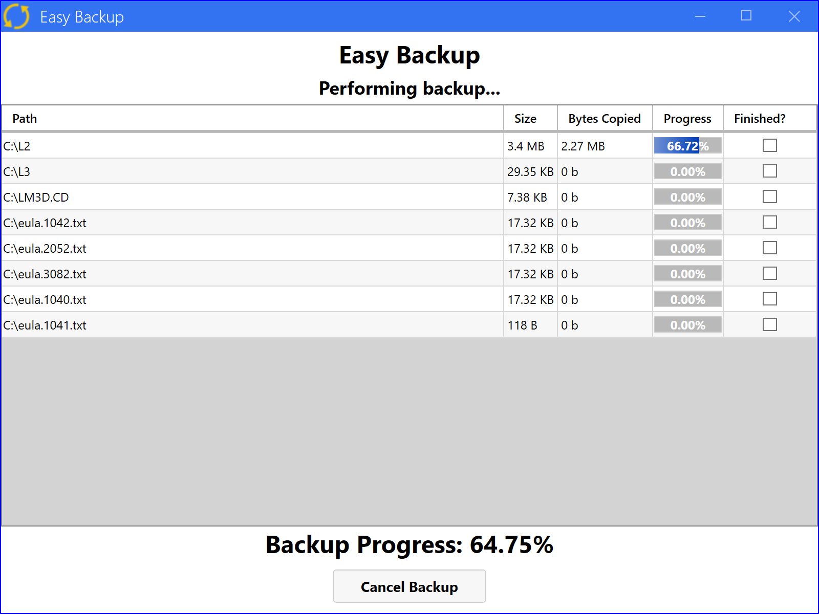 Backing up data