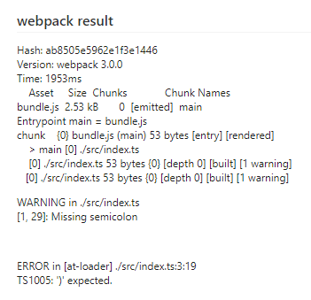 webpack build result