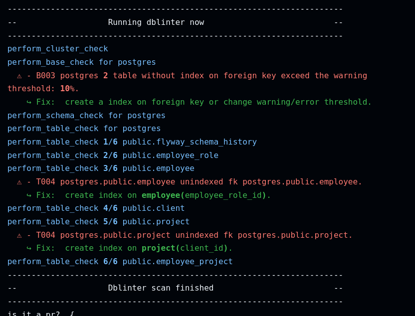 dblinter output
