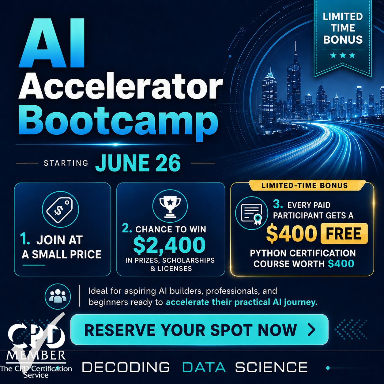 AI Accelerator Bootcamp — 4th Edition, June 26–28 2026