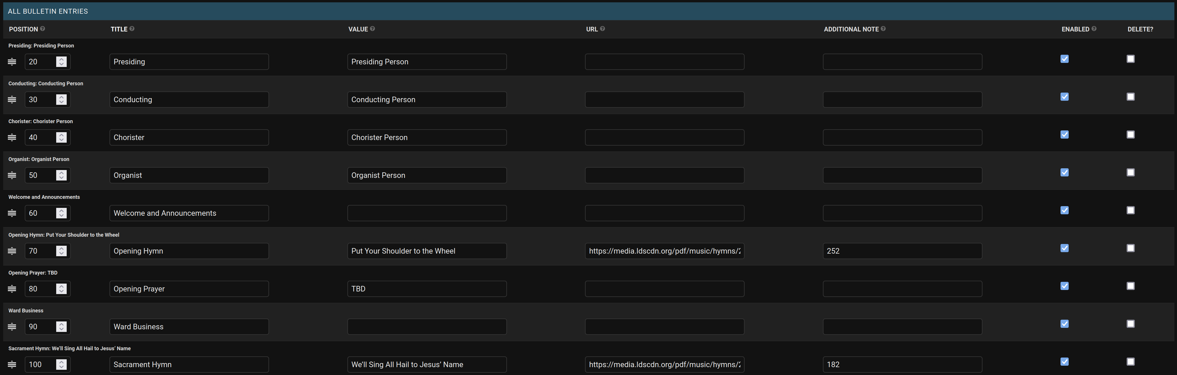 Main Page Example Corresponding Admin Interface