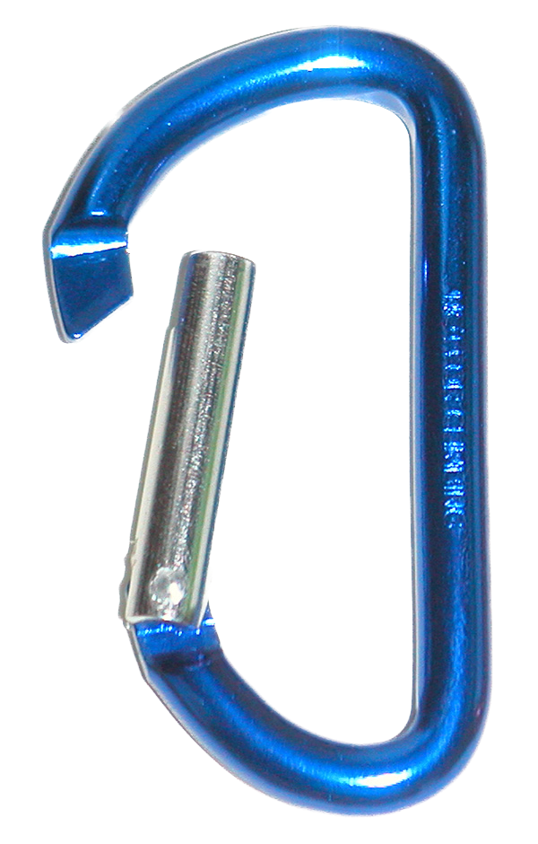 a blue carabiner