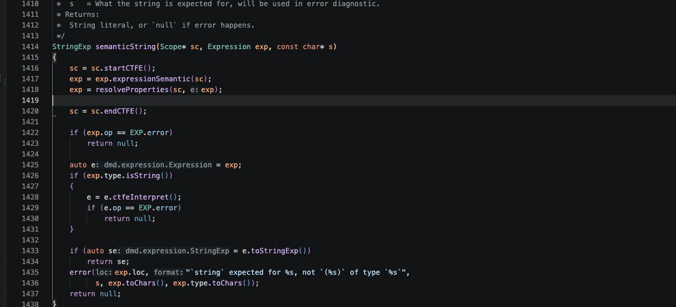 An error typed, a hover, a completion after a dot