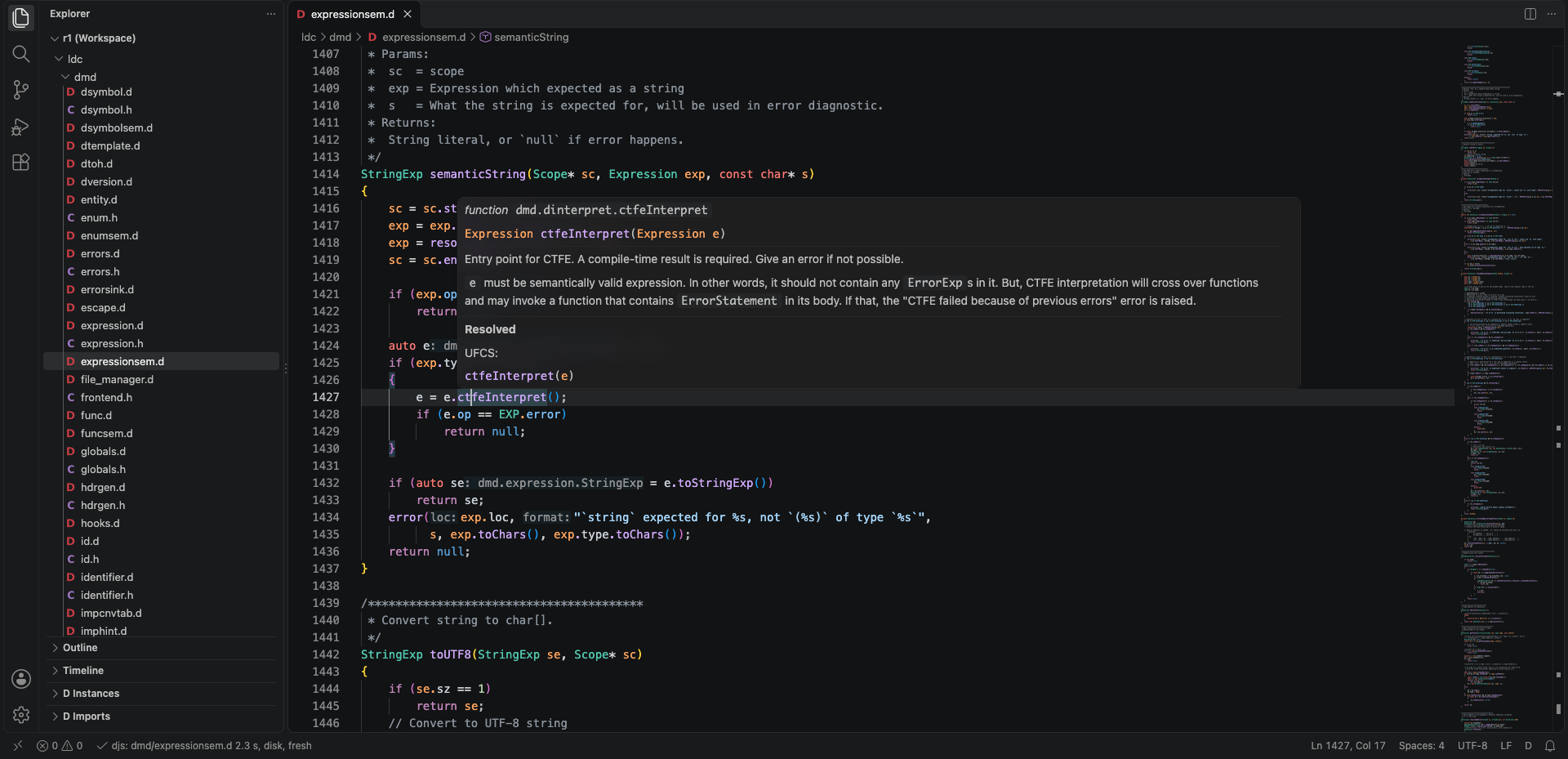 A hover with the UFCS call resolved