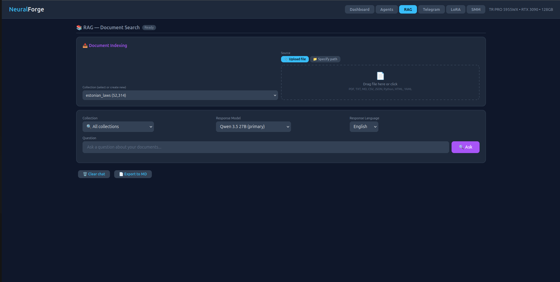 NeuralForge RAG — document search with Qdrant and ONNX embeddings