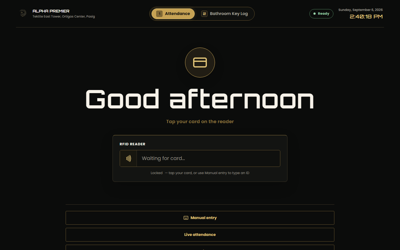 Attendance kiosk idle screen