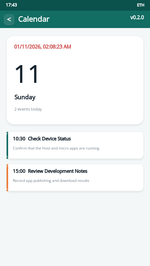 Calendar micro app