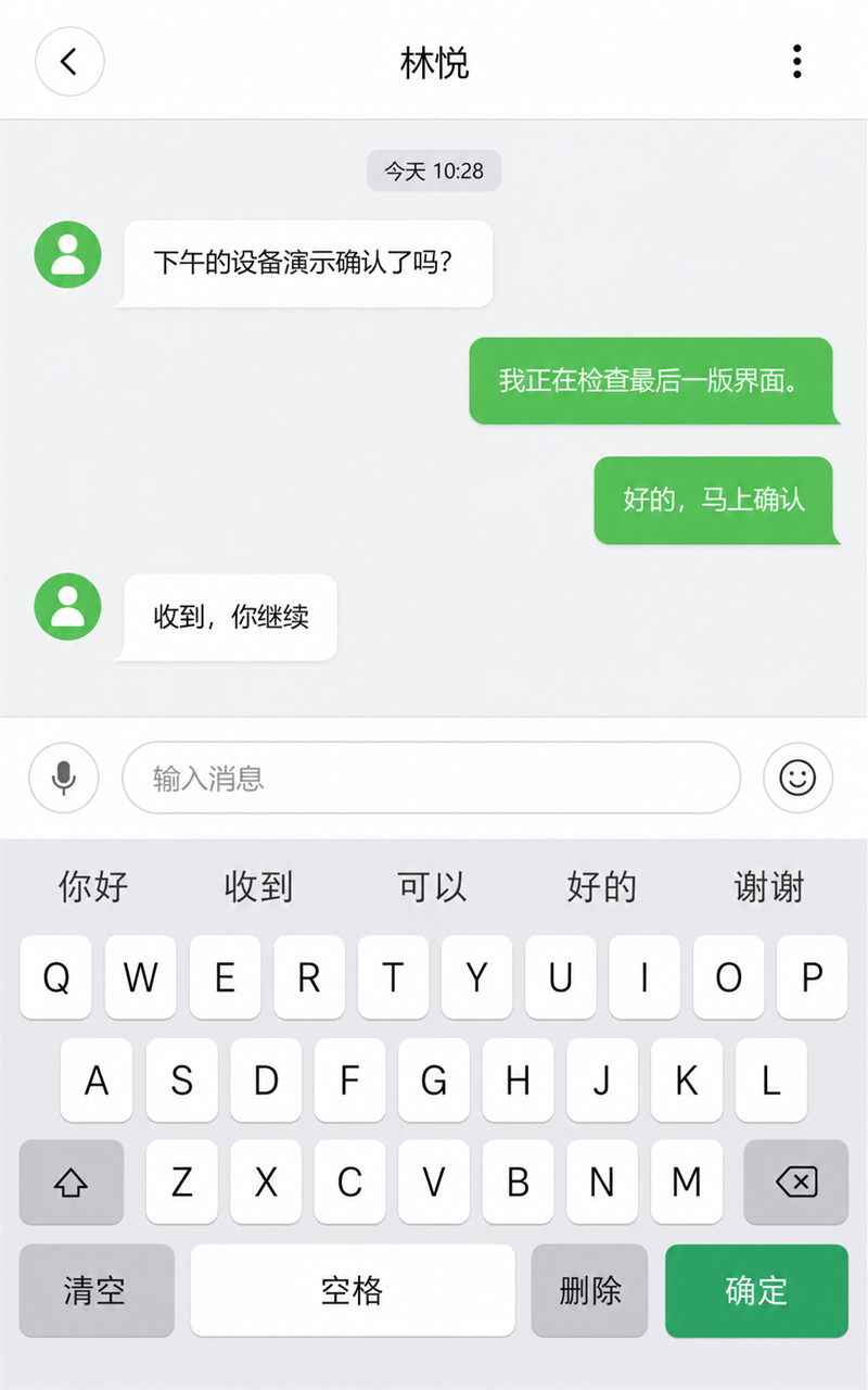 Conversation with Chinese keyboard