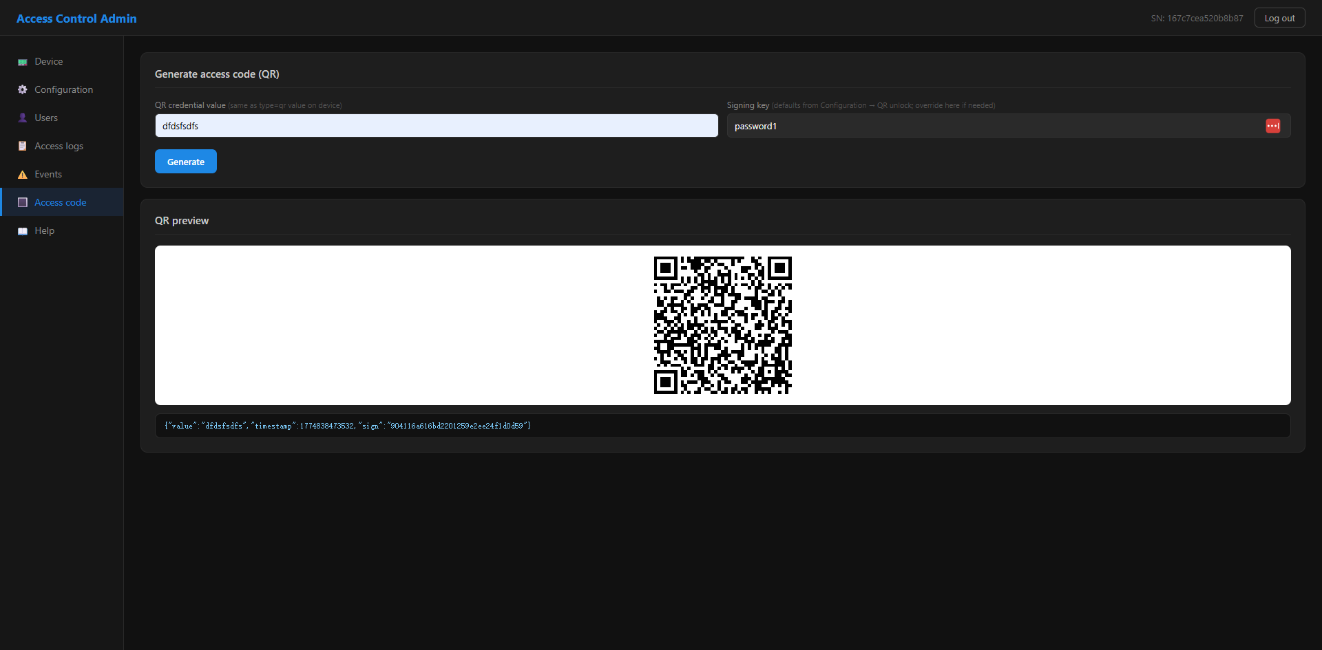 Web 管理 — 通行码生成