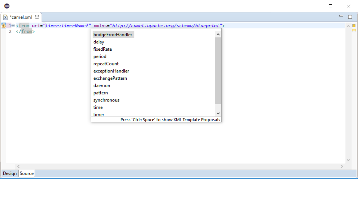 Completion for Camel attributes