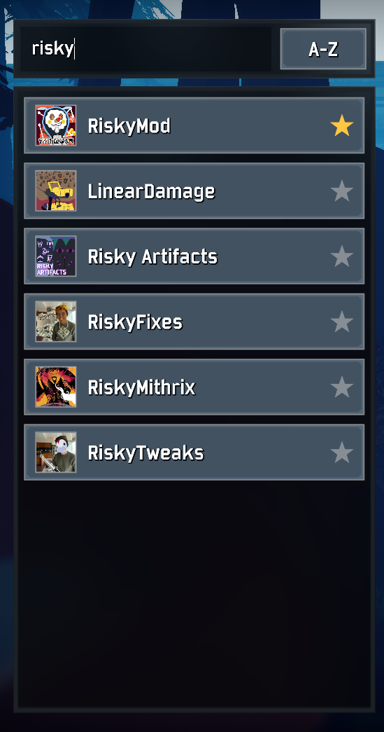 Searching the mod list for "risky"