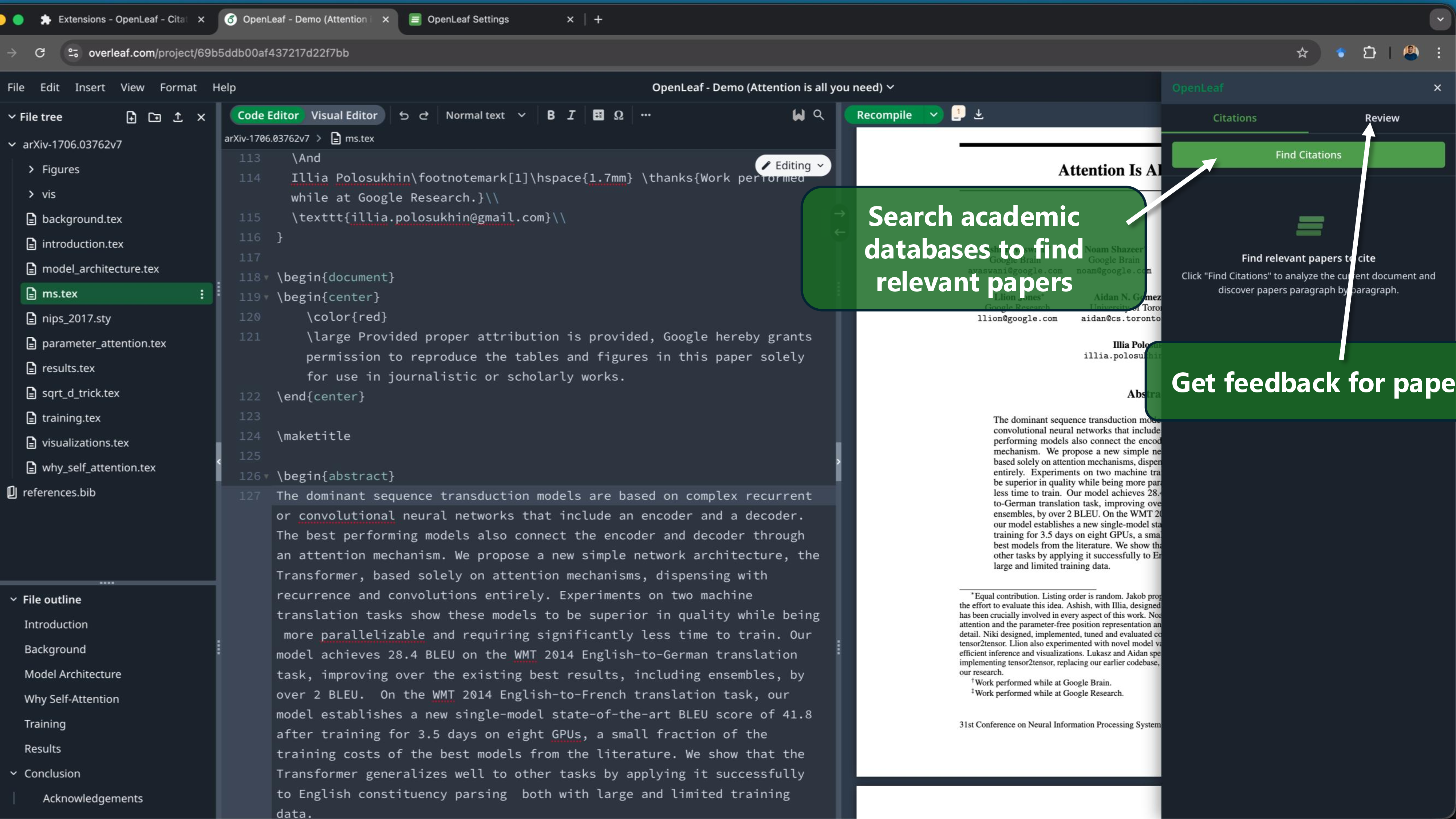 Citation search panel