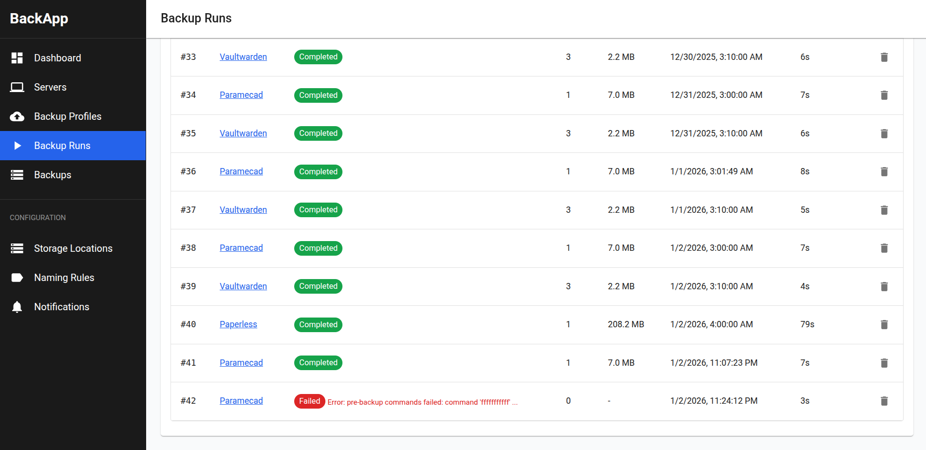 Backup Runs