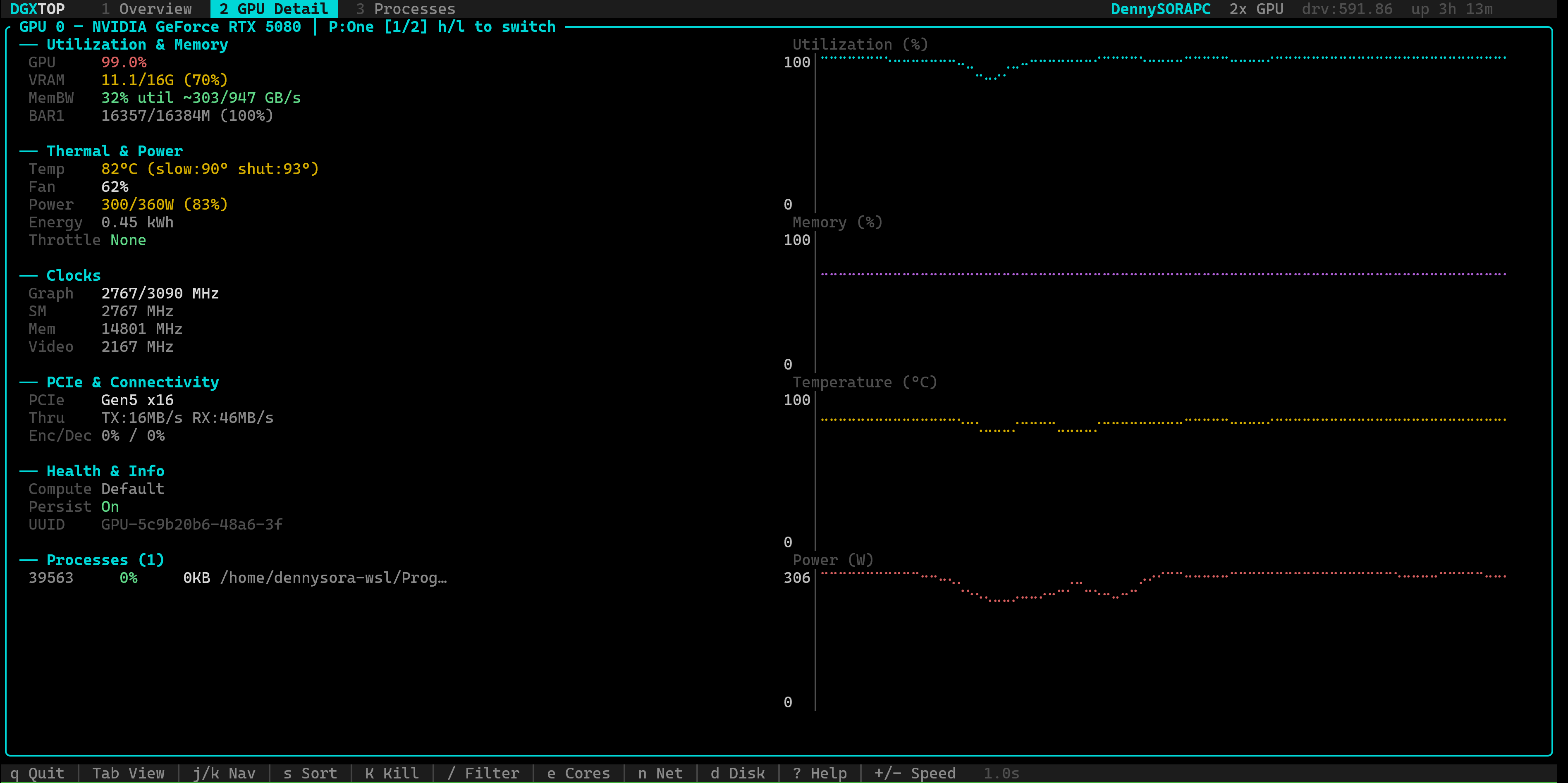 dgxtop — Multi-GPU with active workloads
