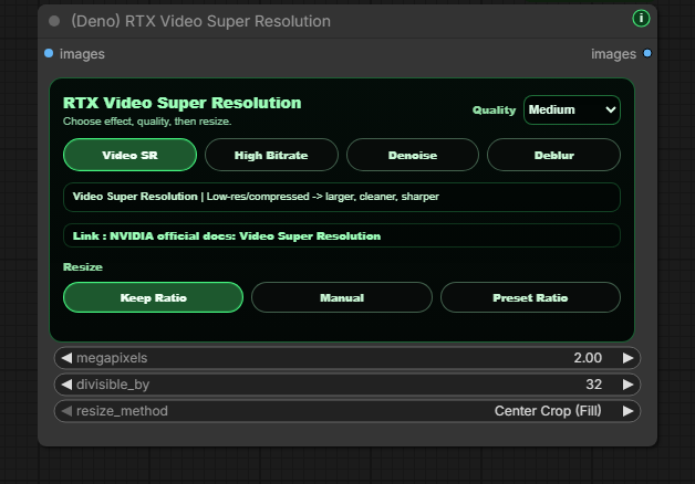 Deno RTX Video Super Resolution