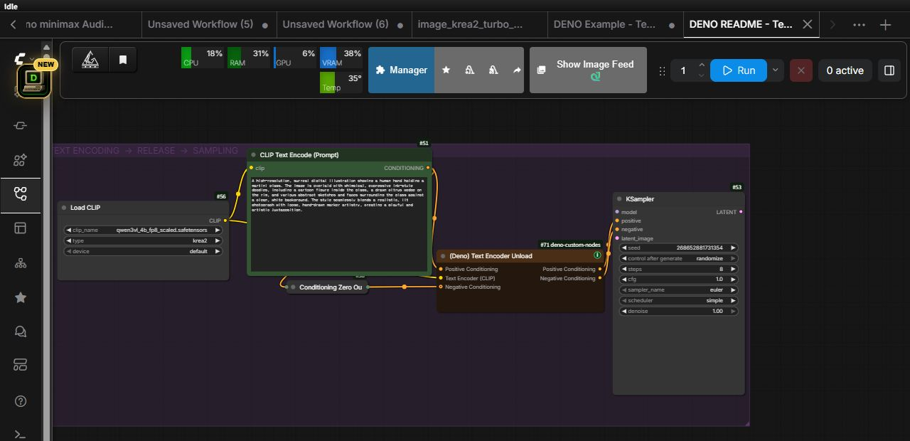 Deno Text Encoder Unload workflow