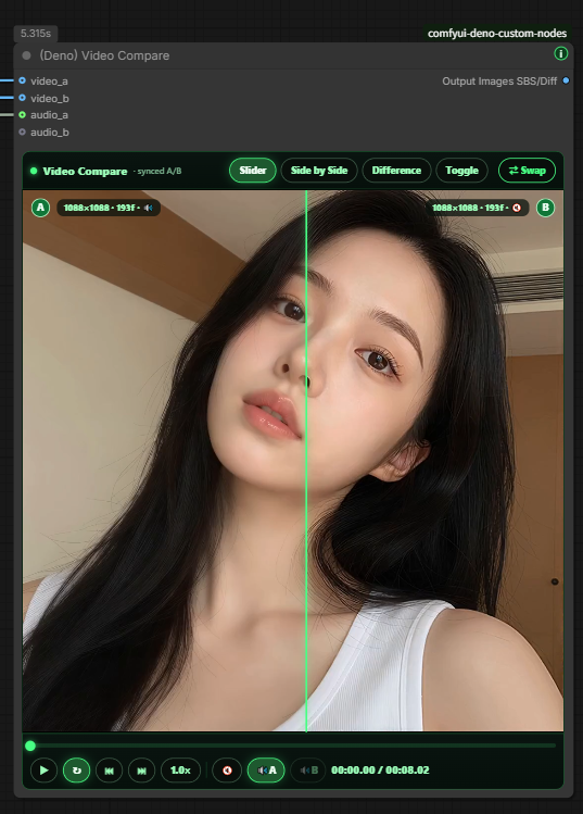 Deno Video Compare - Slider