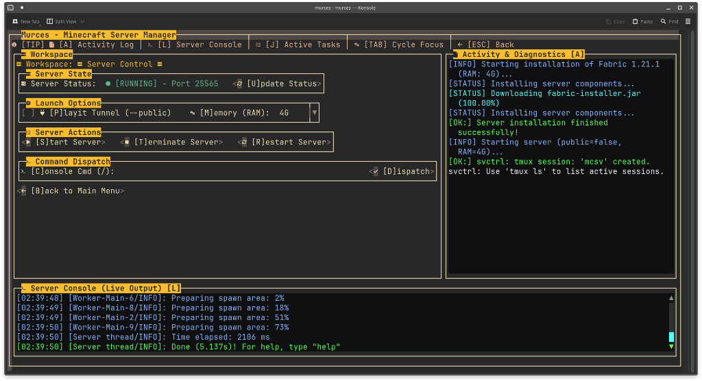 Server Control and Command Dispatch
