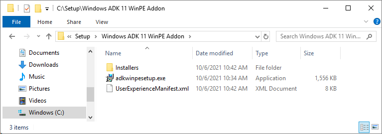 The Windows ADK 11 WinPE Addon files