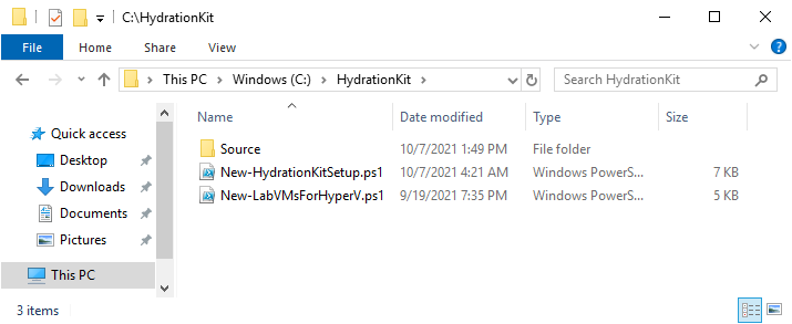 The extracted hydration kit files.