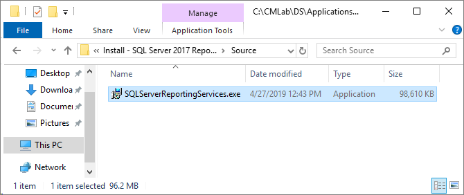 SQL Server Reporting Services setup files copied.