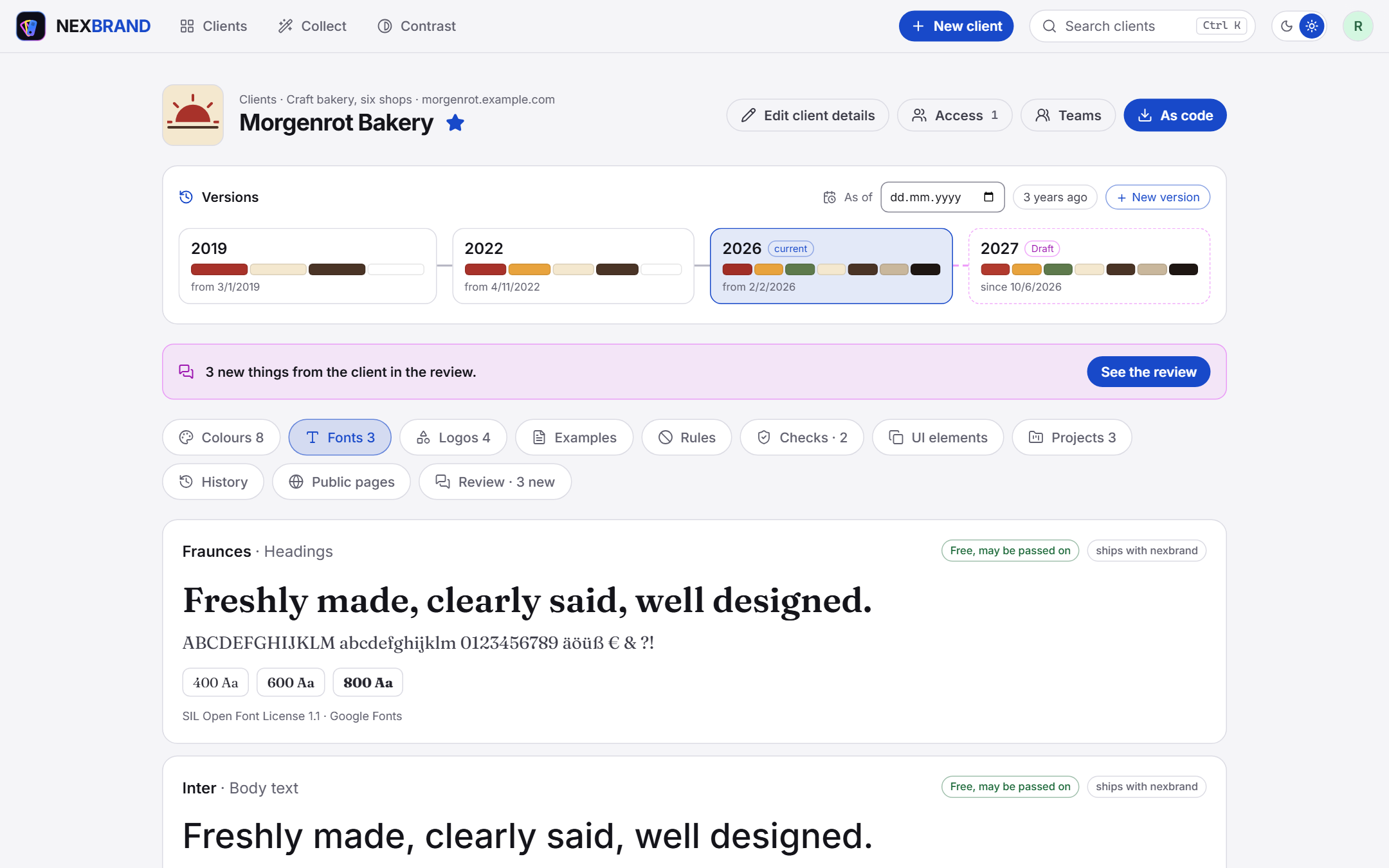 The fonts of a client in the light theme