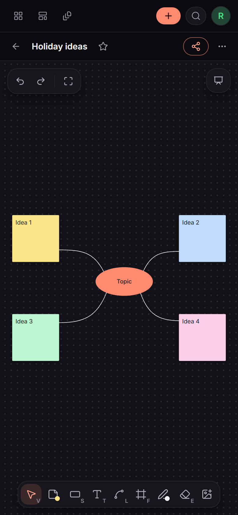 A mind map on a phone