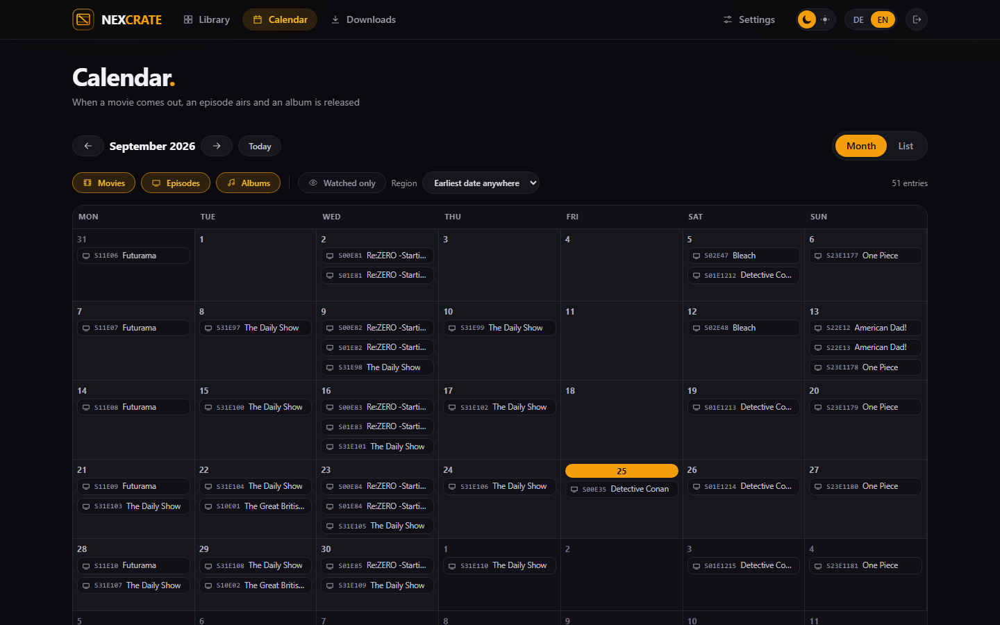 The calendar