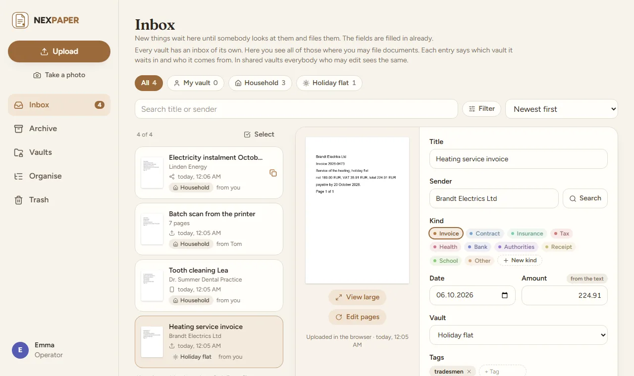 The inbox with proposals