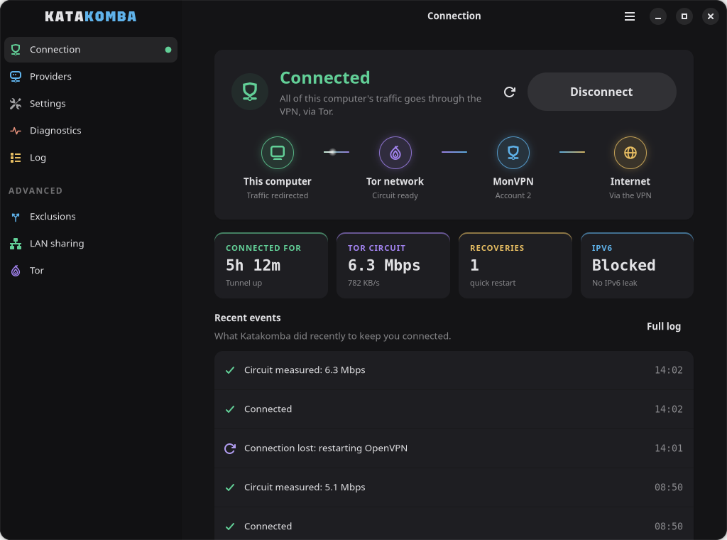 Katakomba connection screen