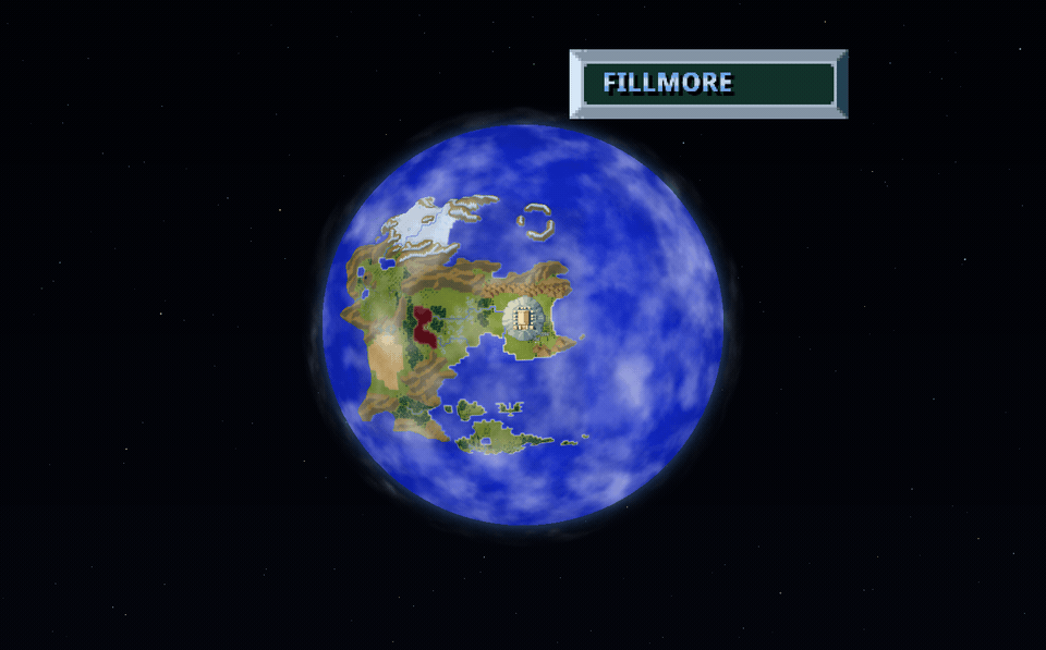 Zoomed-out travel over the 3D globe, with moving clouds and the atmosphere visible against space