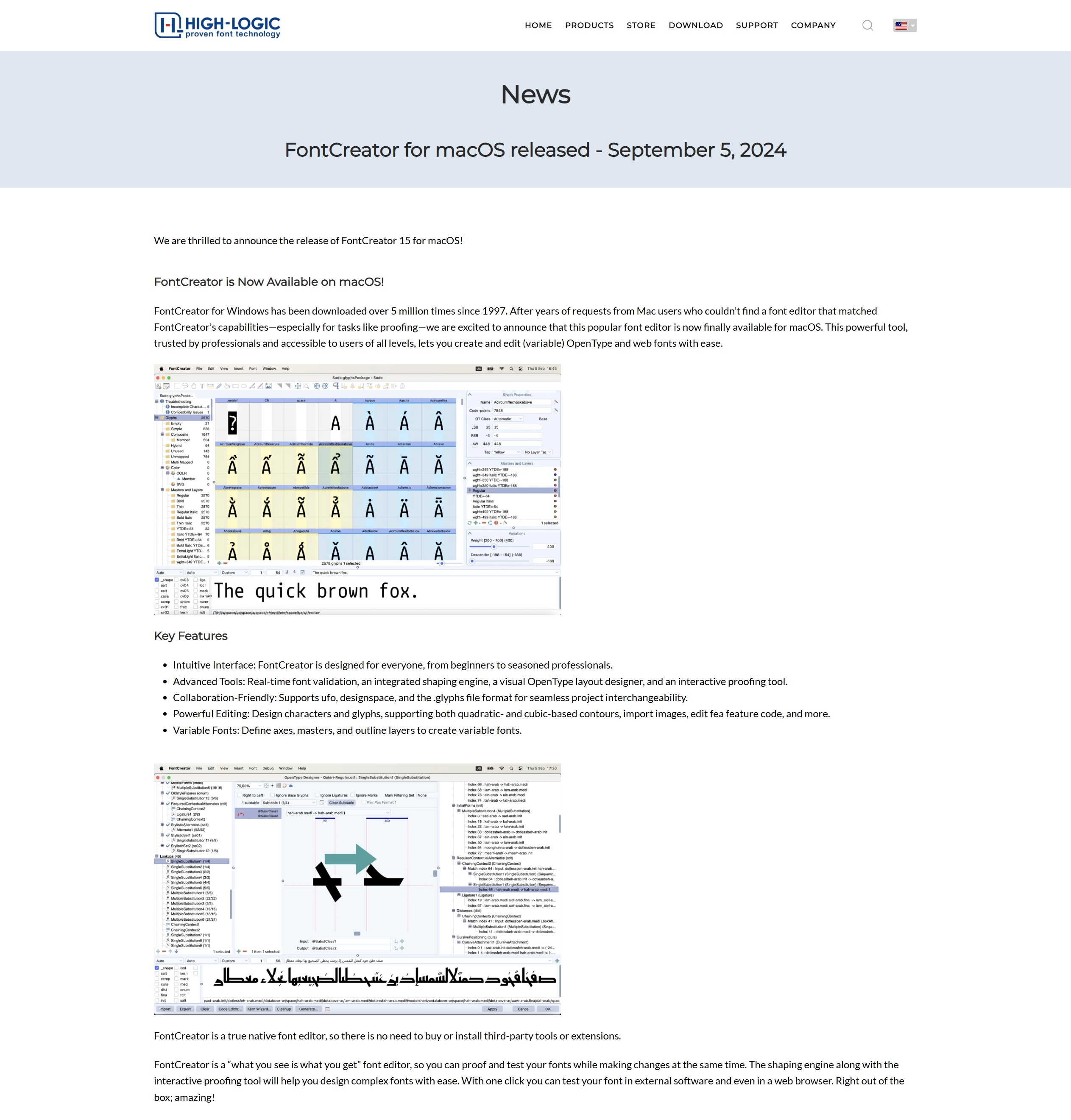 High-Logic announced FontCreator is available on macOS in September 2024