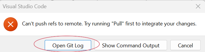 Merge error in VSCode.