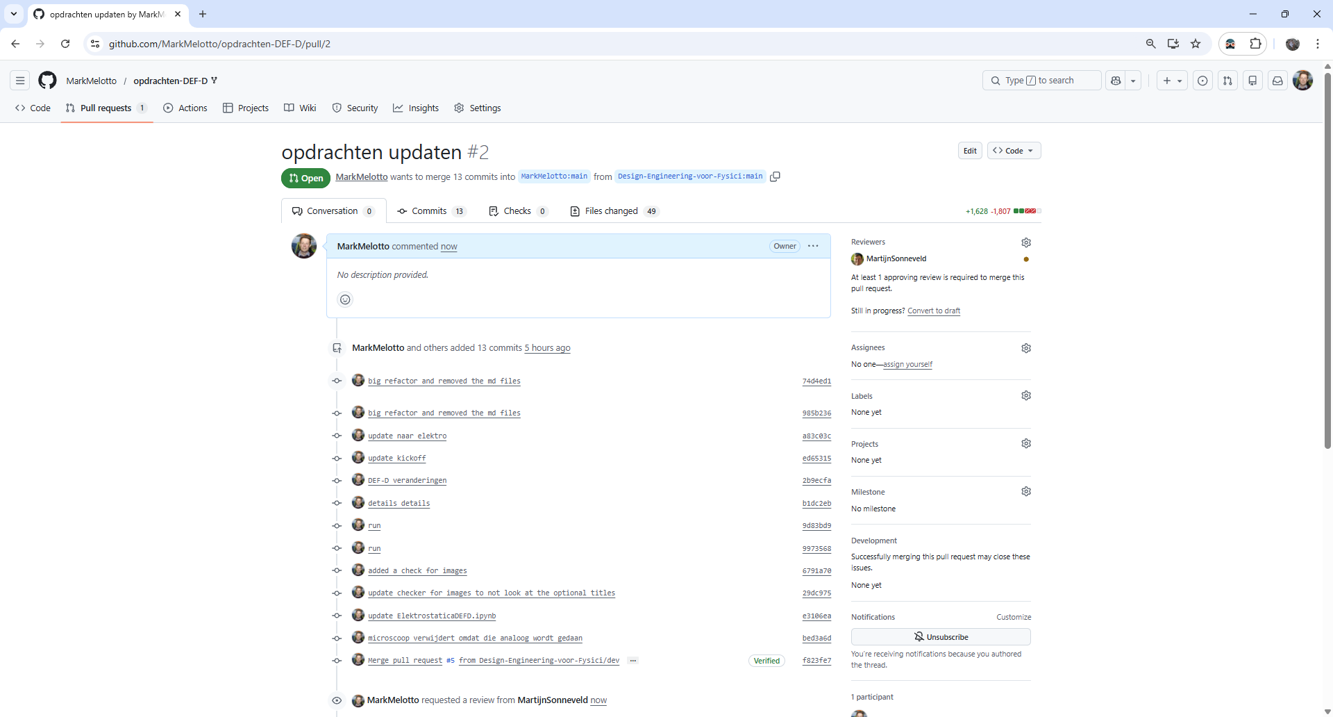 Zo ziet de PR er dan uit. De TA gaat het vanaf hier overnemen.