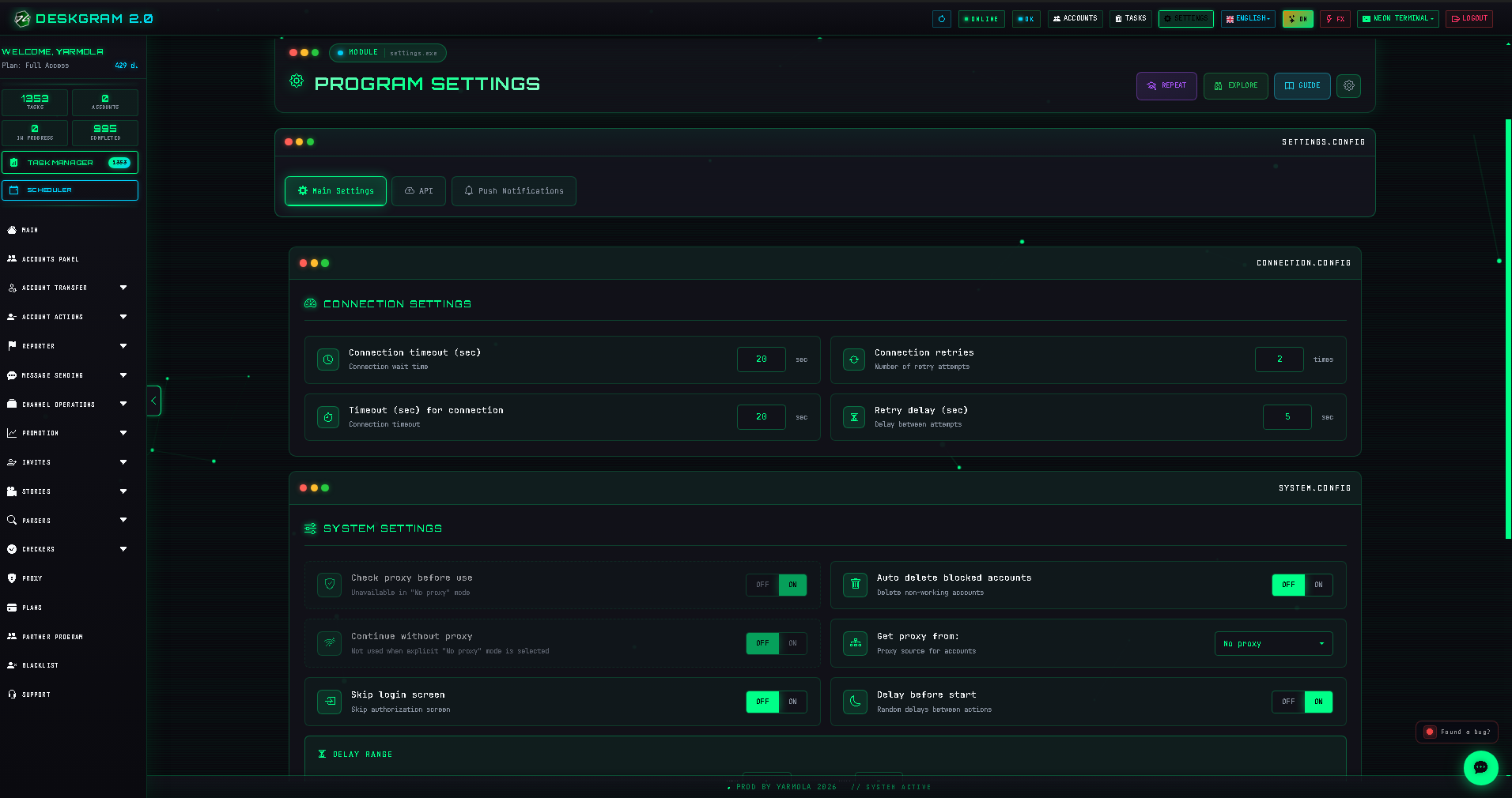 System settings