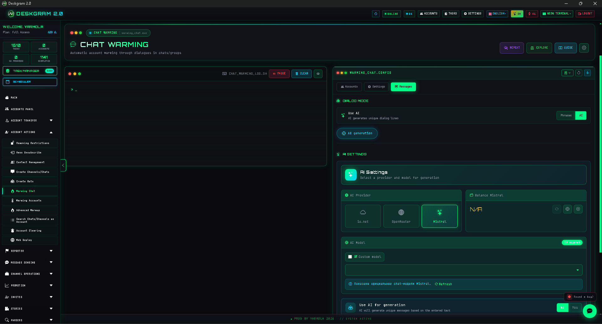 Message and conversation setup. Chat warmup: messages
